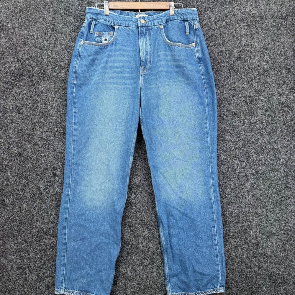 Good American Good 90s Relaxed Straight Leg Jeans Blue Size 14/32 GFXCULB859